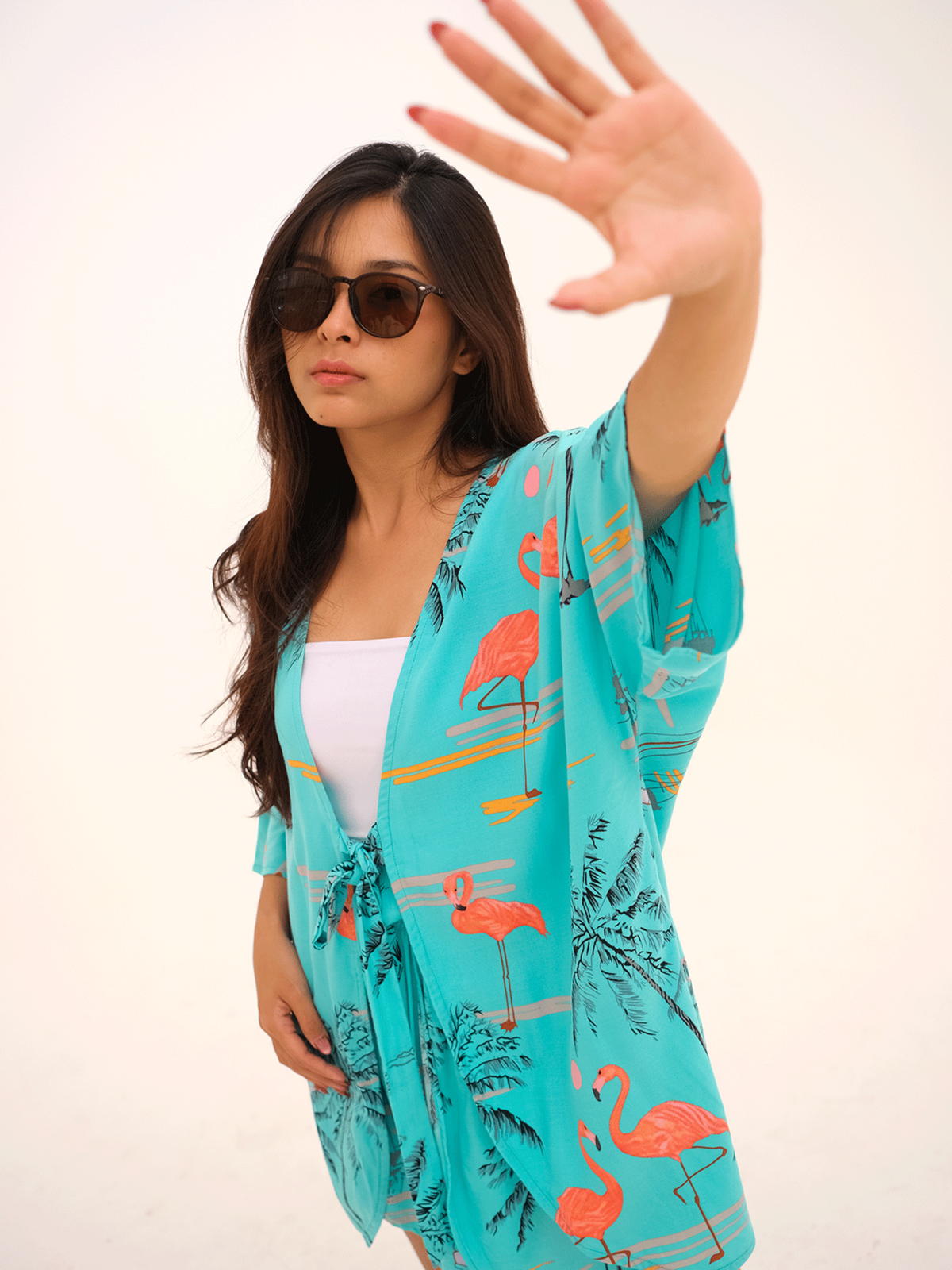 Celine Outer Set – Flamingo Lagoon – Turqouise