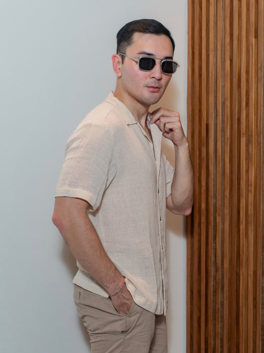 Franco Shirt – Linen Texture – Beige
