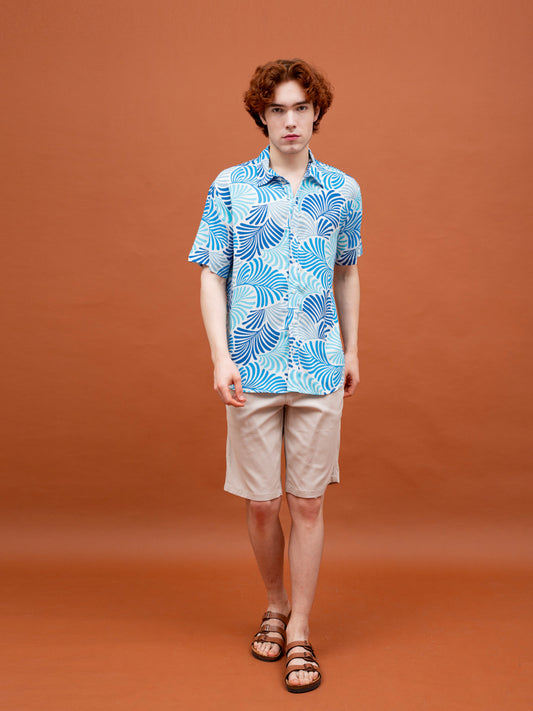 Mario Shirt – Coastal Palm – Blue