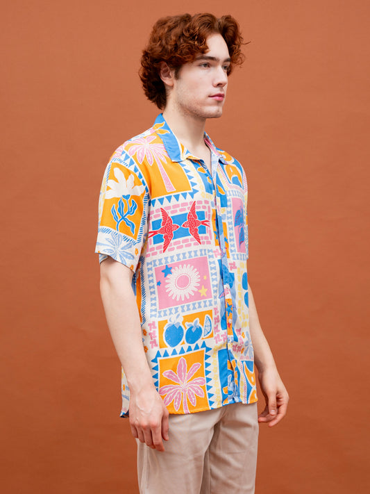 Mario Shirt – Retro Bird – Blue Pink