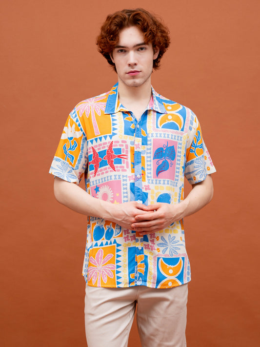 Mario Shirt – Retro Bird – Blue Pink