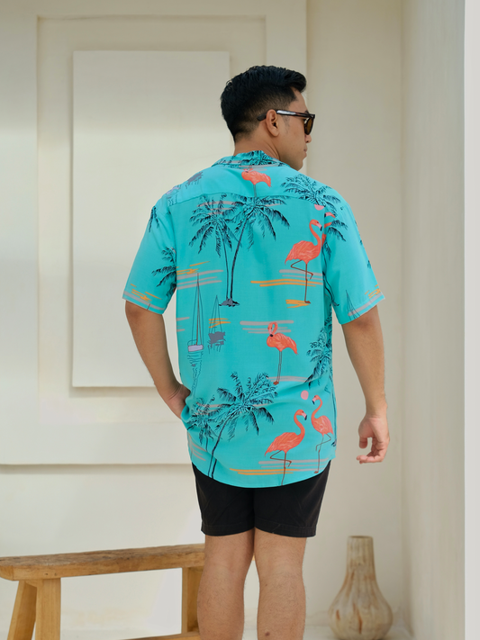 Mario Shirt - Flamingo Lagoon - Torqouise