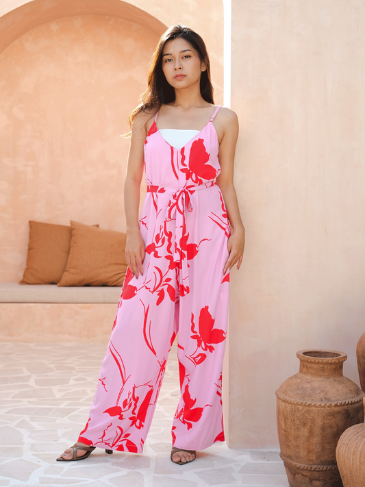 Elita Jumpsuit – Scarlet Butterfly – Pink